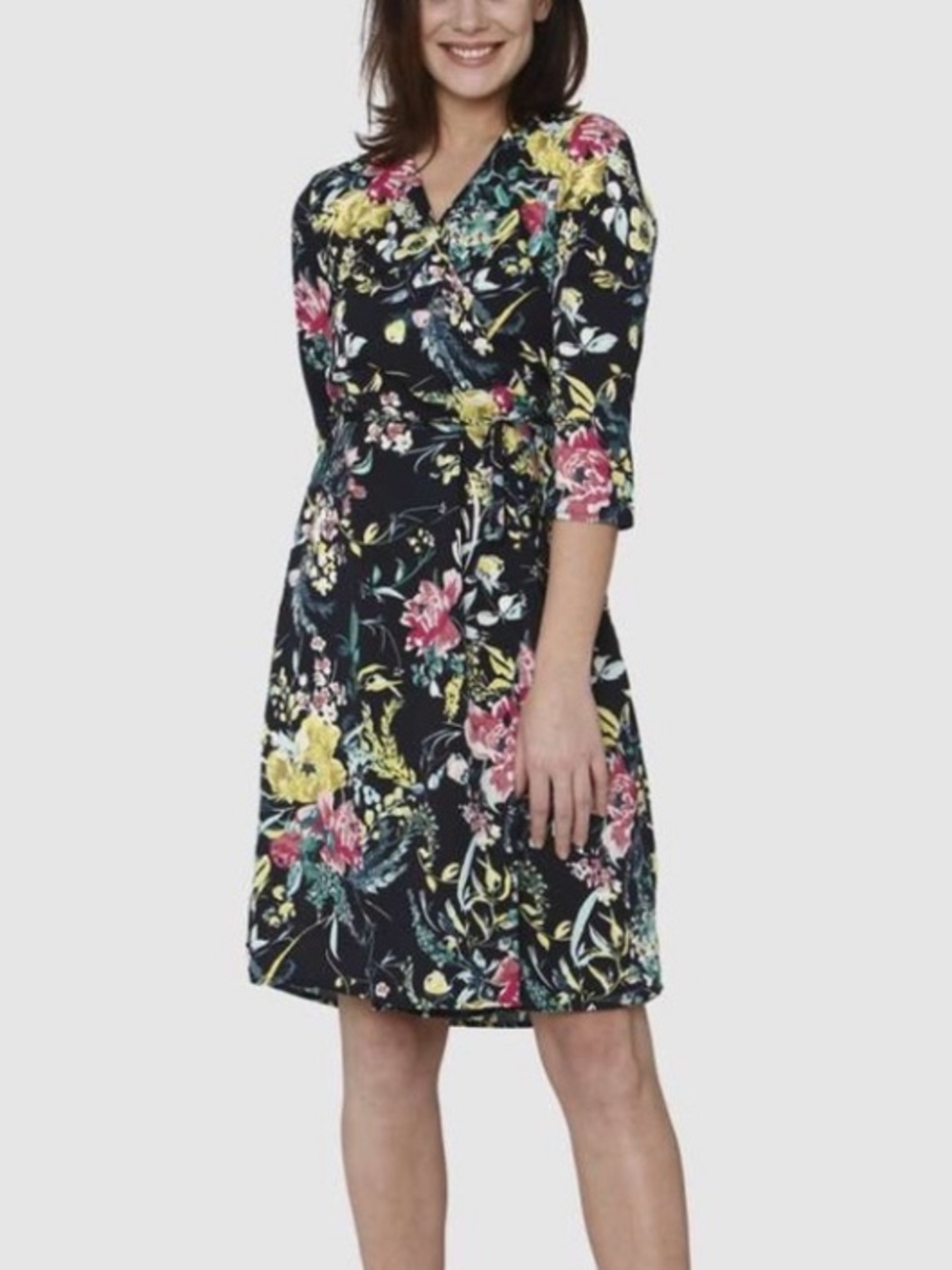 VERO MODA | Floral Asymmetrical Button Wrap Dress Sz S